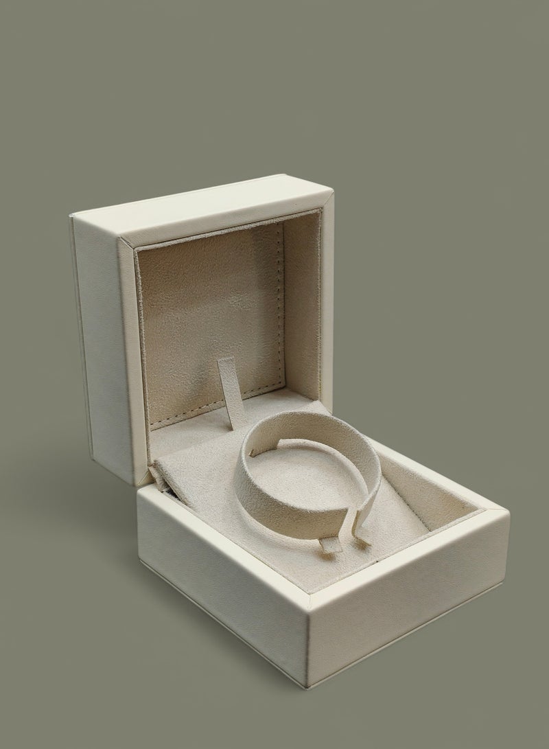 Al Seraj Luxury Bangle Jewellery Box Made in Dubai | Premium Rexine Exterior with Soft Suede Interior | Cream Beige Bracelet & Bangle Storage Box | Elegant Jewellery Gift & Display Box - Image 2