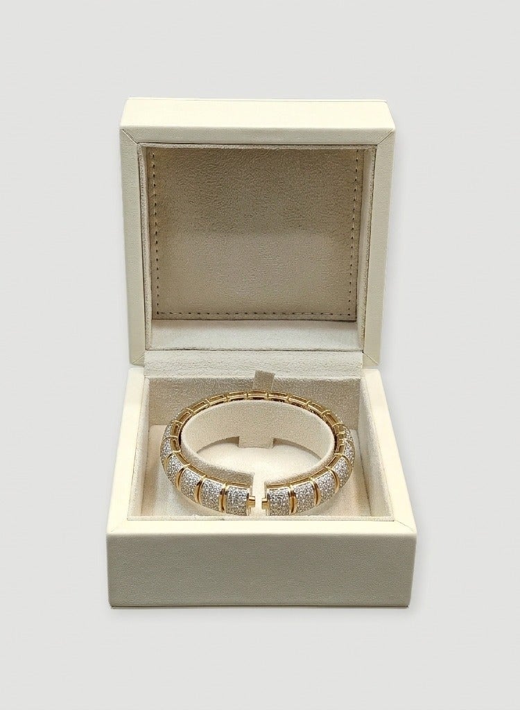 Al Seraj Luxury Bangle Jewellery Box Made in Dubai | Premium Rexine Exterior with Soft Suede Interior | Cream Beige Bracelet & Bangle Storage Box | Elegant Jewellery Gift & Display Box - Image 1