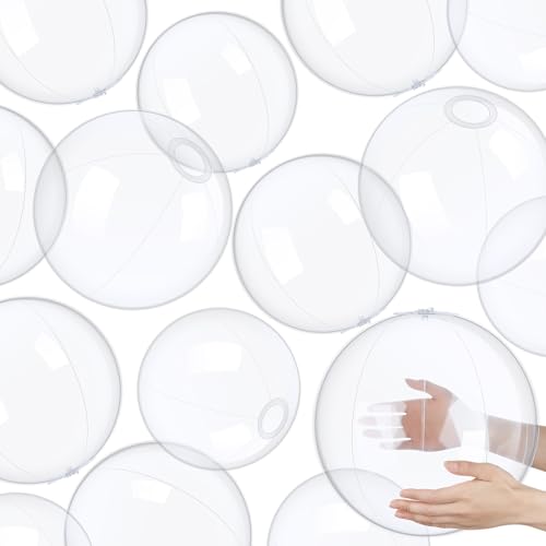 Hungdao 12 Pieces Inflatable Clear Beach Ball Bulk 16 Inchtransparent Swimming Pool Bubble Ball for Ocean Under The Sea Hawaii Summer Luau Party DIY Favors - Image 1