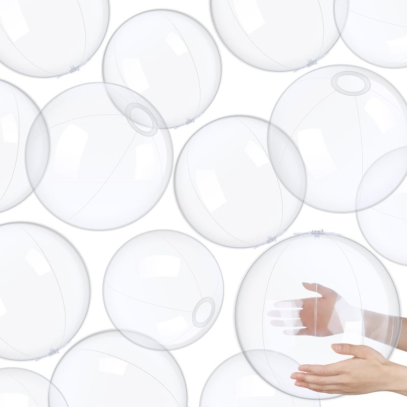 Hungdao 12 Pieces Inflatable Clear Beach Ball Bulk 16 Inchtransparent Swimming Pool Bubble Ball for Ocean Under The Sea Hawaii Summer Luau Party DIY Favors - Image 2