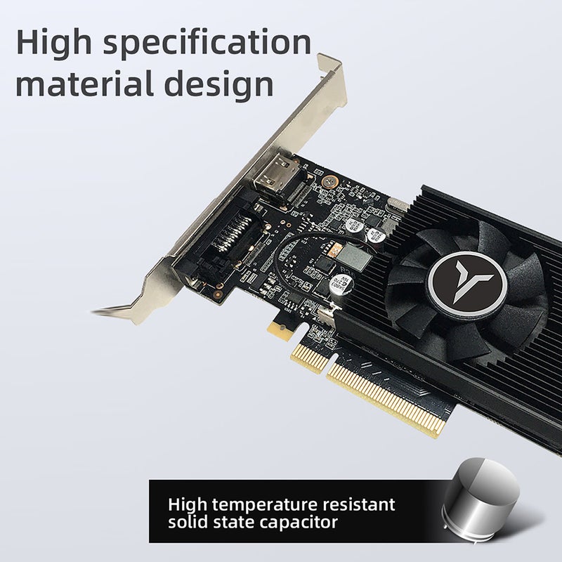 بطاقة رسوميات ألعاب Yeston GT1030-4G D4 بسعة ذاكرة 4 جيجابايت / 64 بت / DDR4 وترددات 1152-1380 ميجاهرتز / 2100 ميجاهرتز ومعابير إخراج HD+DVI-D - Image 5