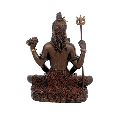 Idol Collections Shiva Sitting with 4 Arms & Trippe Mala Showpiece 3.45 Inch Bonded Bronze,Multi Colour - Image 4