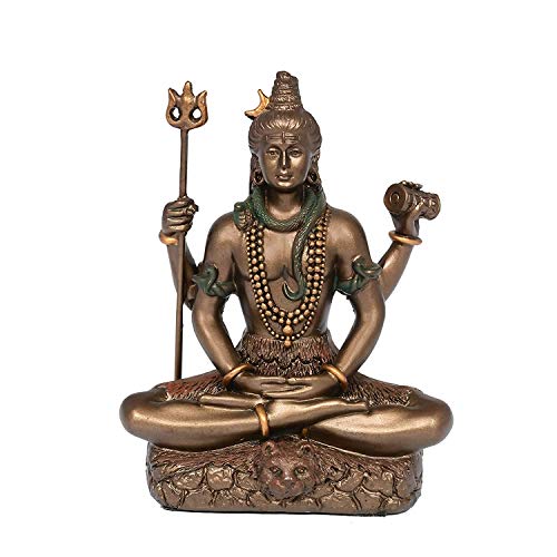 Idol Collections Shiva Sitting with 4 Arms & Trippe Mala Showpiece 3.45 Inch Bonded Bronze,Multi Colour - Image 1