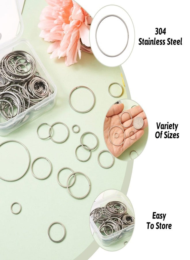 KISSITTY 120Pcs 12 Style 304 Stainless Steel Linking Ring Earrings Beading Hoop Earring Circle Round Earring Finding Round Open Bezel Pendant Frame for Bracelet Jewelry Making Key Chain Crafting - Image 5