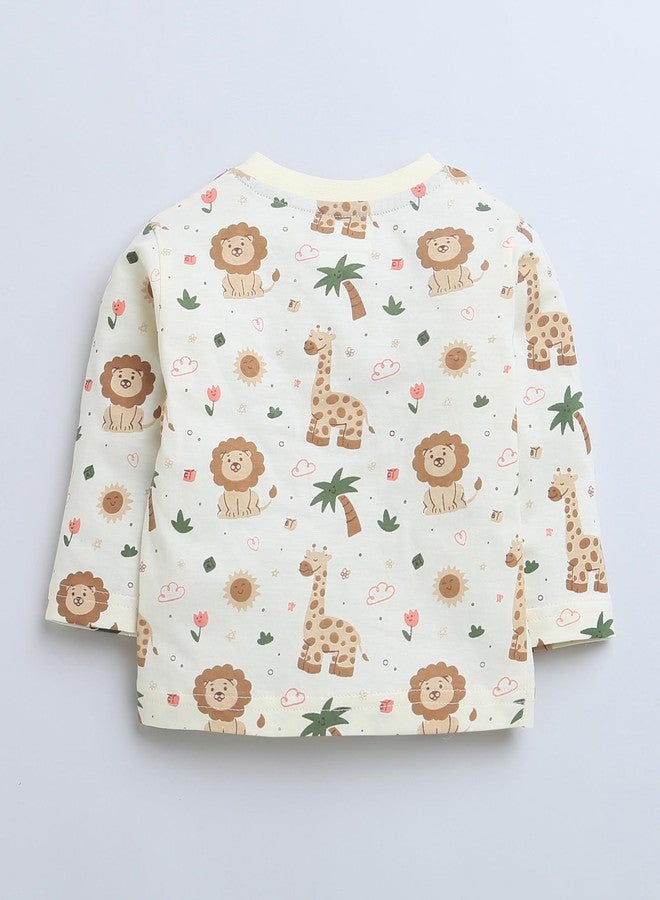 BUMZEE Cream Baby Boys Full Sleeves Jabla & Pyjama Set Age - 6-9 Months (Peb9115D-crm) - Image 3