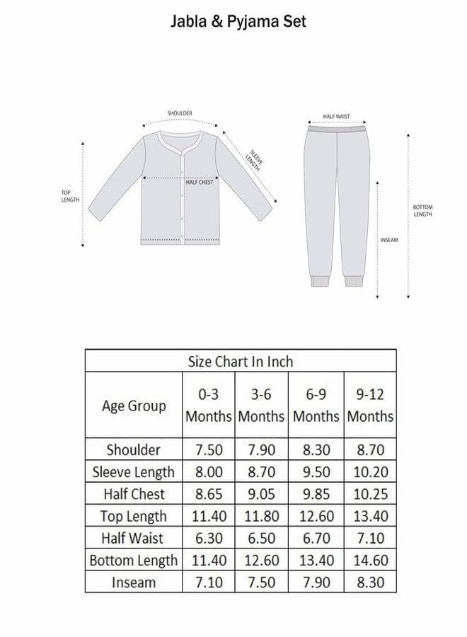 BUMZEE Cream Baby Boys Full Sleeves Jabla & Pyjama Set Age - 6-9 Months (Peb9115D-crm) - Image 5