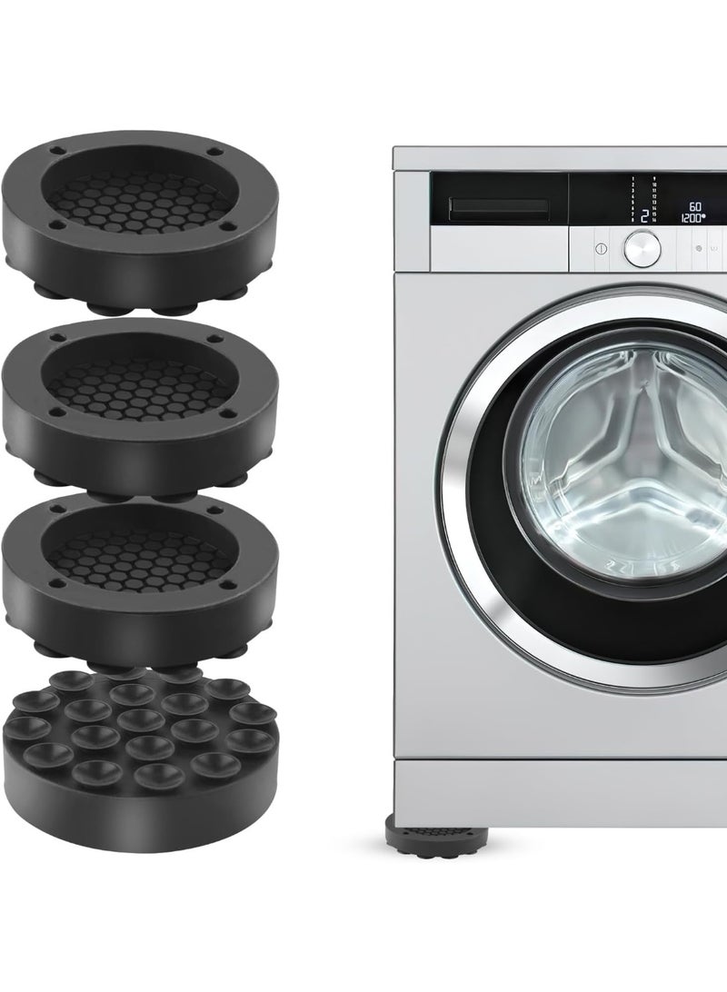 NANAO 4 Pcs Anti Vibration Pads for Washing Machine, Heavy-Duty Shock Absorption Silicone Suction Cup Feet, Anti-Slip Noise Reduction Pads for Washer, Dryer (Black)​ - Image 1