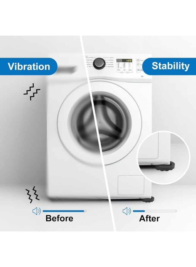 NANAO 4 Pcs Anti Vibration Pads for Washing Machine, Heavy-Duty Shock Absorption Silicone Suction Cup Feet, Anti-Slip Noise Reduction Pads for Washer, Dryer (Black)​ - Image 2