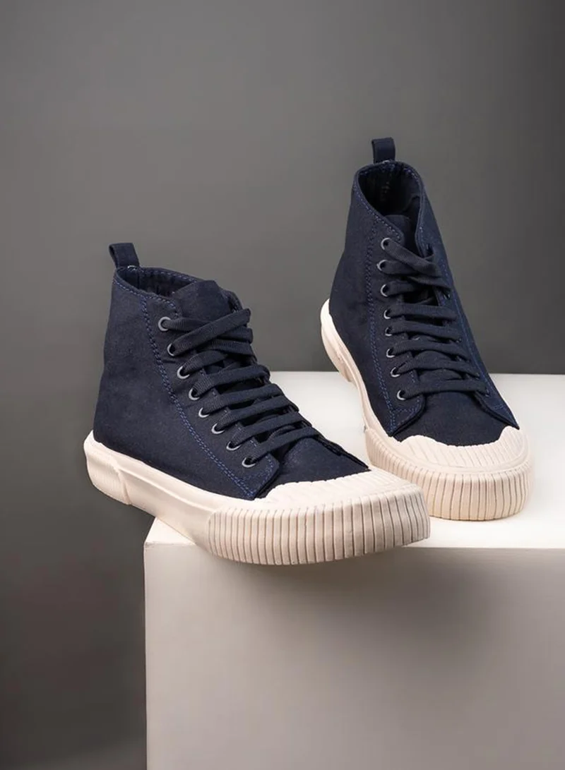 Styli Active  Hi-Top Canvas Lace Up Sneakers for Men | Best Price UAE