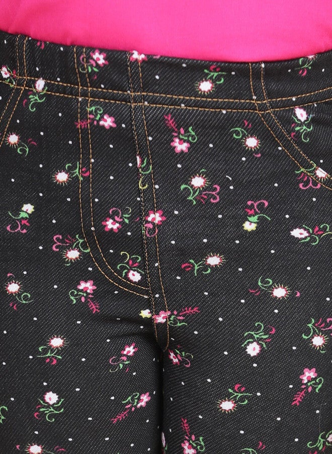 StyleStone Girls Black & White Printed Cotton Jeggings - Image 5