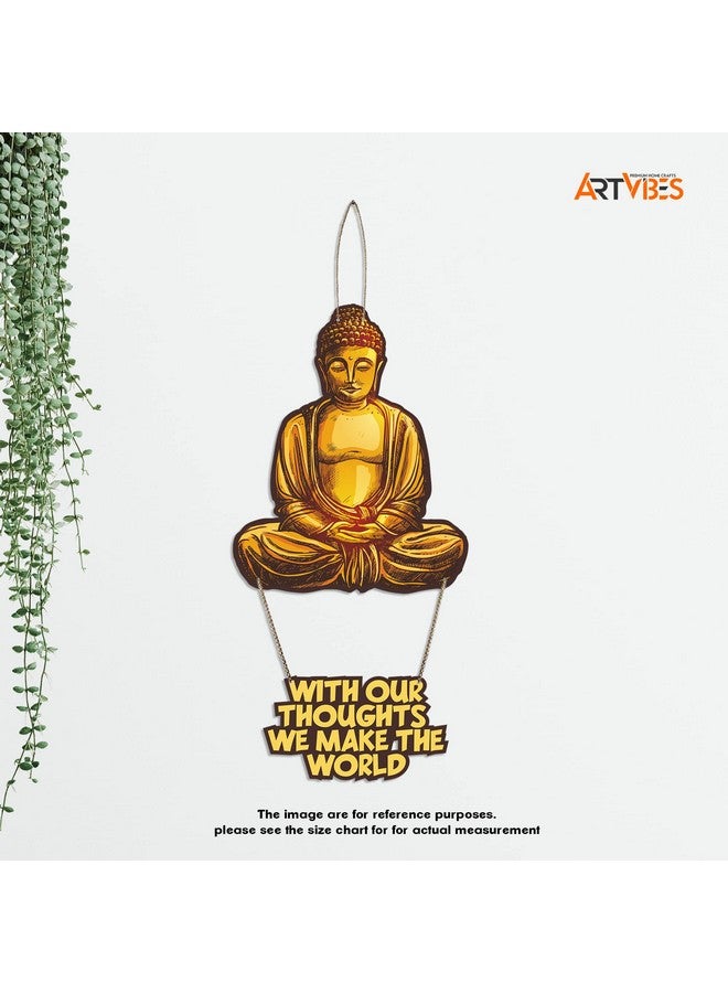 Artvibes Buddha Printed Wooden Wall Hanging with Quotes for Home Decor | Office | Gifts | Living Room | Bedroom | Wooden Decorative Items | Modern Decoration | Artworks Wall Hangings (WH_5716N) - Image 5