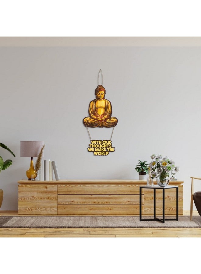 Artvibes Buddha Printed Wooden Wall Hanging with Quotes for Home Decor | Office | Gifts | Living Room | Bedroom | Wooden Decorative Items | Modern Decoration | Artworks Wall Hangings (WH_5716N) - Image 4