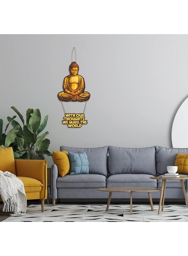 Artvibes Buddha Printed Wooden Wall Hanging with Quotes for Home Decor | Office | Gifts | Living Room | Bedroom | Wooden Decorative Items | Modern Decoration | Artworks Wall Hangings (WH_5716N) - Image 3