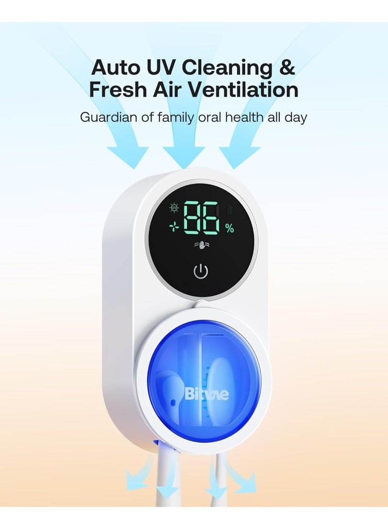 Bitvae Toothbrush Cleaner, UV-C Cleaning and Air Drying, LED Smart Screen, Rechargeable Wall Mount Toothbrush Holder - Image 2