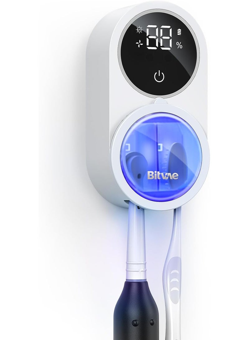 Bitvae Toothbrush Cleaner, UV-C Cleaning and Air Drying, LED Smart Screen, Rechargeable Wall Mount Toothbrush Holder - Image 1