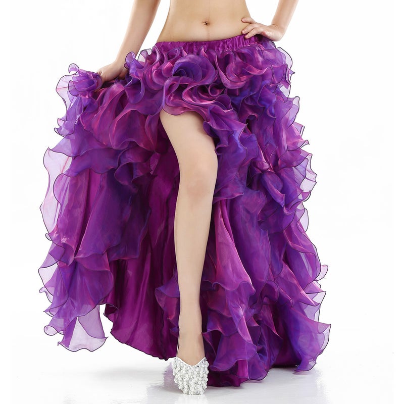 Belly Dance Layered Ruffle Skirt High-Quality Costume Dark purple  - Image 1