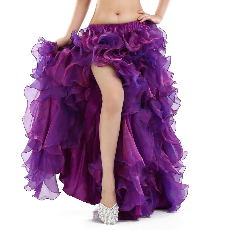 Belly Dance Layered Ruffle Skirt High-Quality Costume Dark purple  - Image 5
