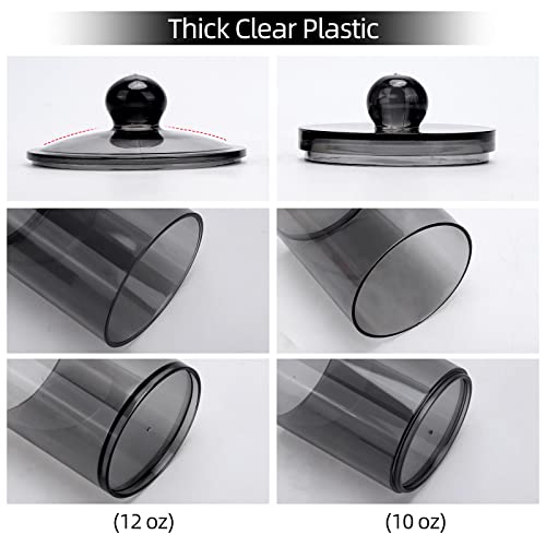 Tbestmax 4 Pack Qtip Holder 10-Ounce, 12-Ounce Bathroom Organizer Accessories Storage Containers Plastic Apothecary Jars with Lids for Cotton Ball, Cotton Swab, Floss, Black - Image 2