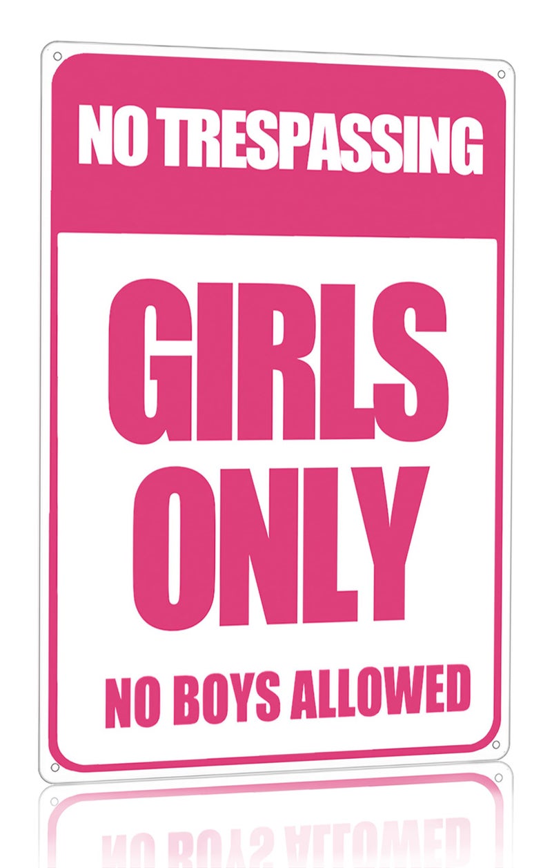 Smilelife Girls Gifts Funny Only Sign No Trespassing No Boys Allowed Tin Sign for Room Bedroom Dorm Wall Decor 8 X 12 Inch (3010) - Image 1