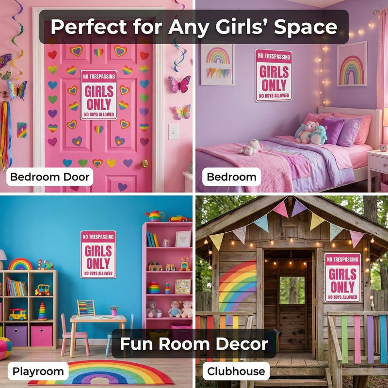 Smilelife Girls Gifts Funny Only Sign No Trespassing No Boys Allowed Tin Sign for Room Bedroom Dorm Wall Decor 8 X 12 Inch (3010) - Image 3