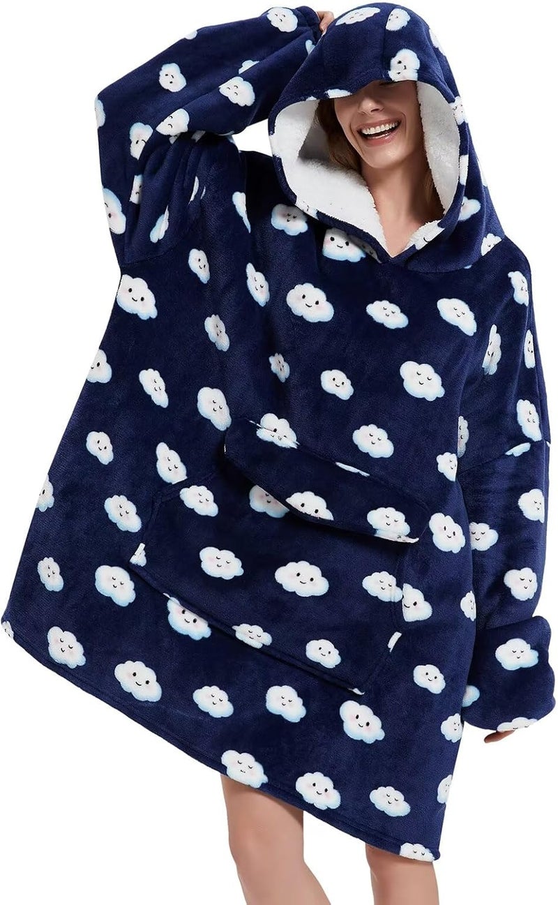 Fiosnow White Cloud Blanket Hoodies for Women and Men Adult Oversize Wearable Blanket Hoodies for Soft and Warm - Image 1