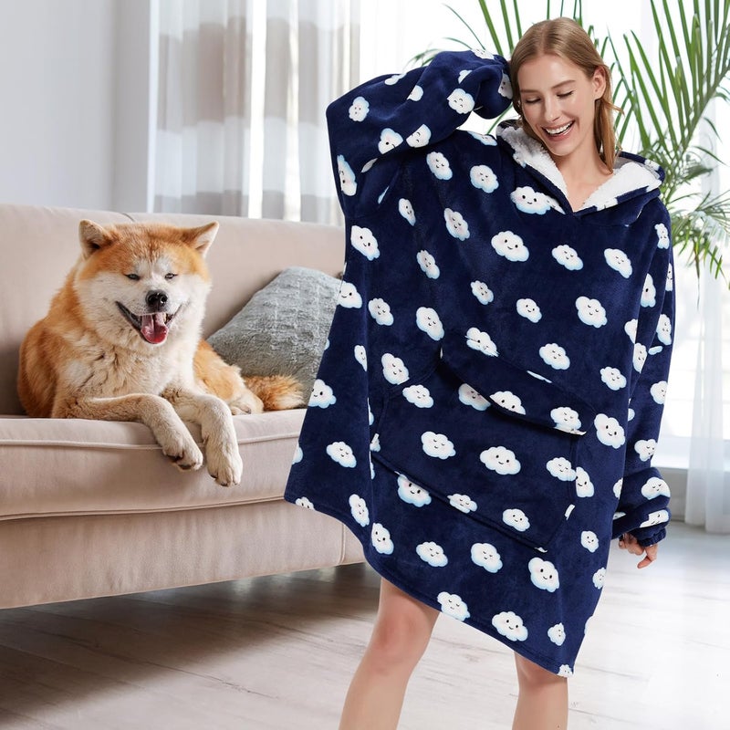 Fiosnow White Cloud Blanket Hoodies for Women and Men Adult Oversize Wearable Blanket Hoodies for Soft and Warm - Image 3