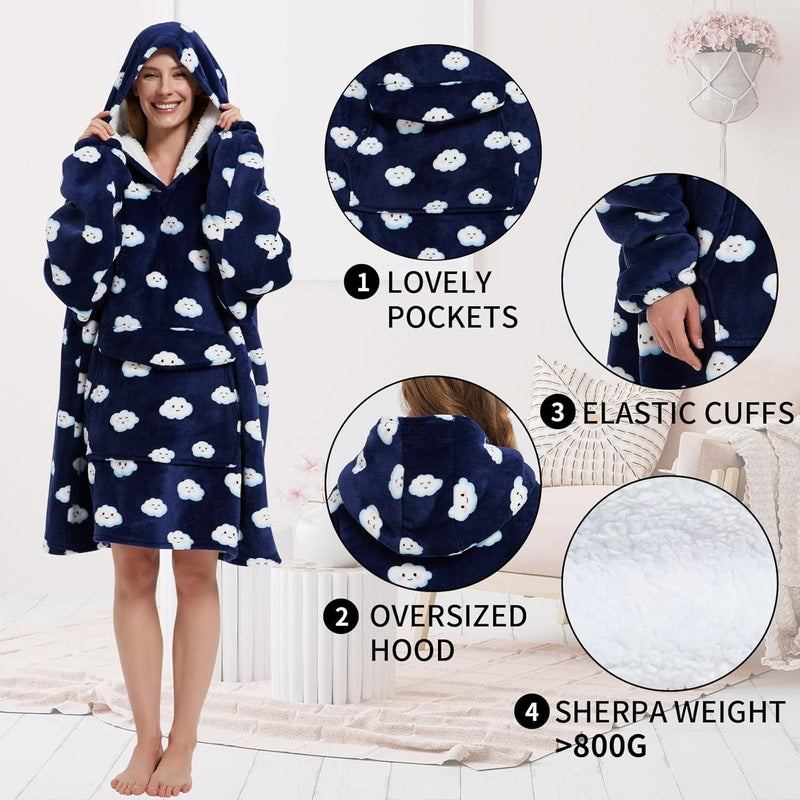 Fiosnow White Cloud Blanket Hoodies for Women and Men Adult Oversize Wearable Blanket Hoodies for Soft and Warm - Image 5