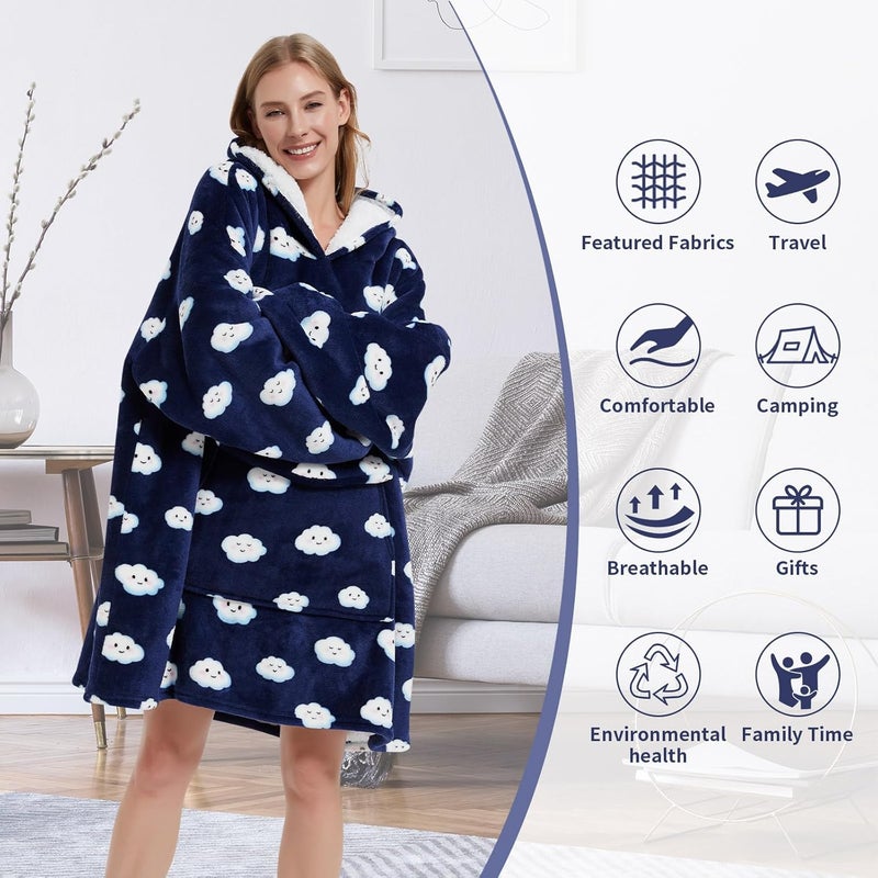 Fiosnow White Cloud Blanket Hoodies for Women and Men Adult Oversize Wearable Blanket Hoodies for Soft and Warm - Image 4
