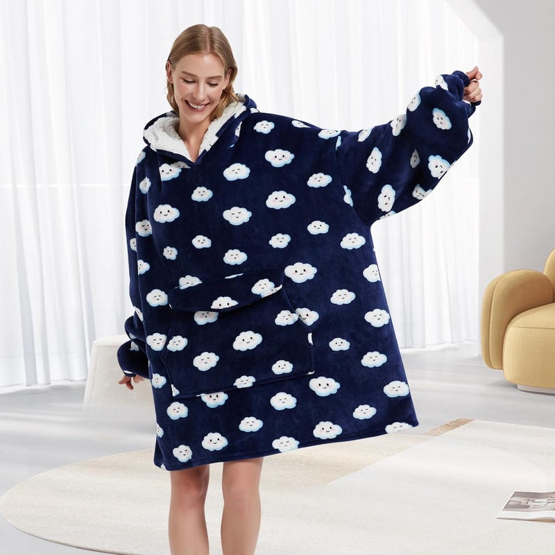 Fiosnow White Cloud Blanket Hoodies for Women and Men Adult Oversize Wearable Blanket Hoodies for Soft and Warm - Image 2