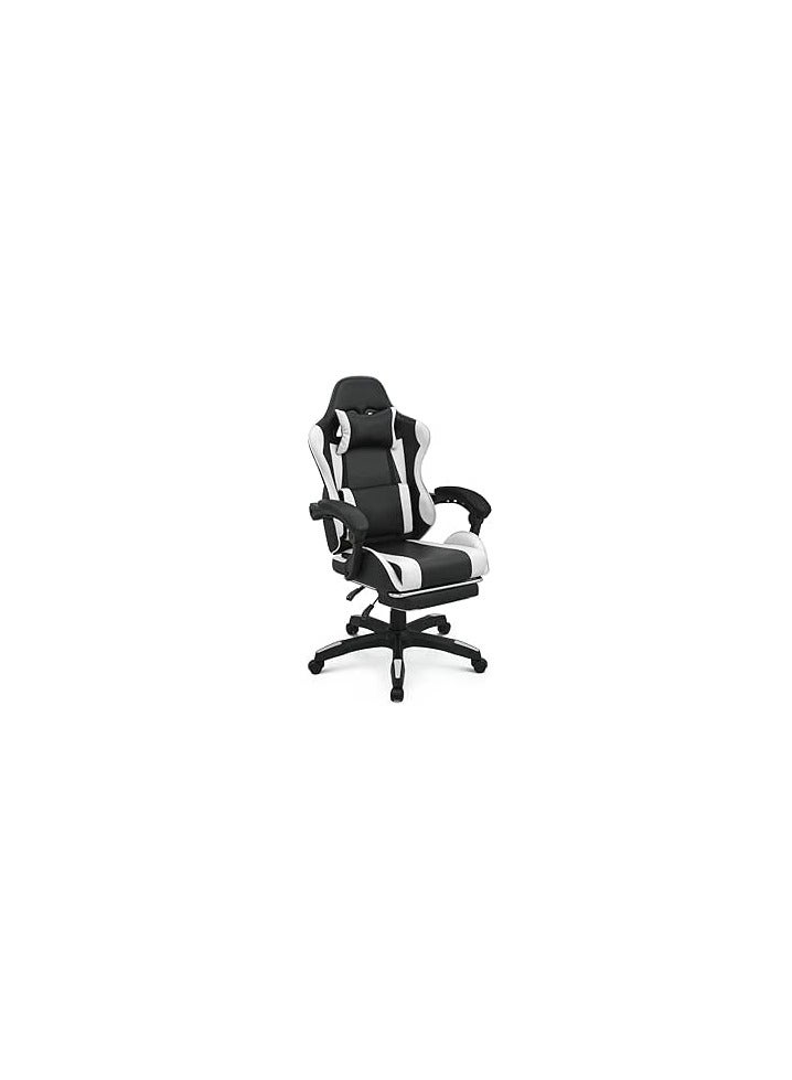 bunca bunca adjustable gaming chair with headrest, white - Image 1