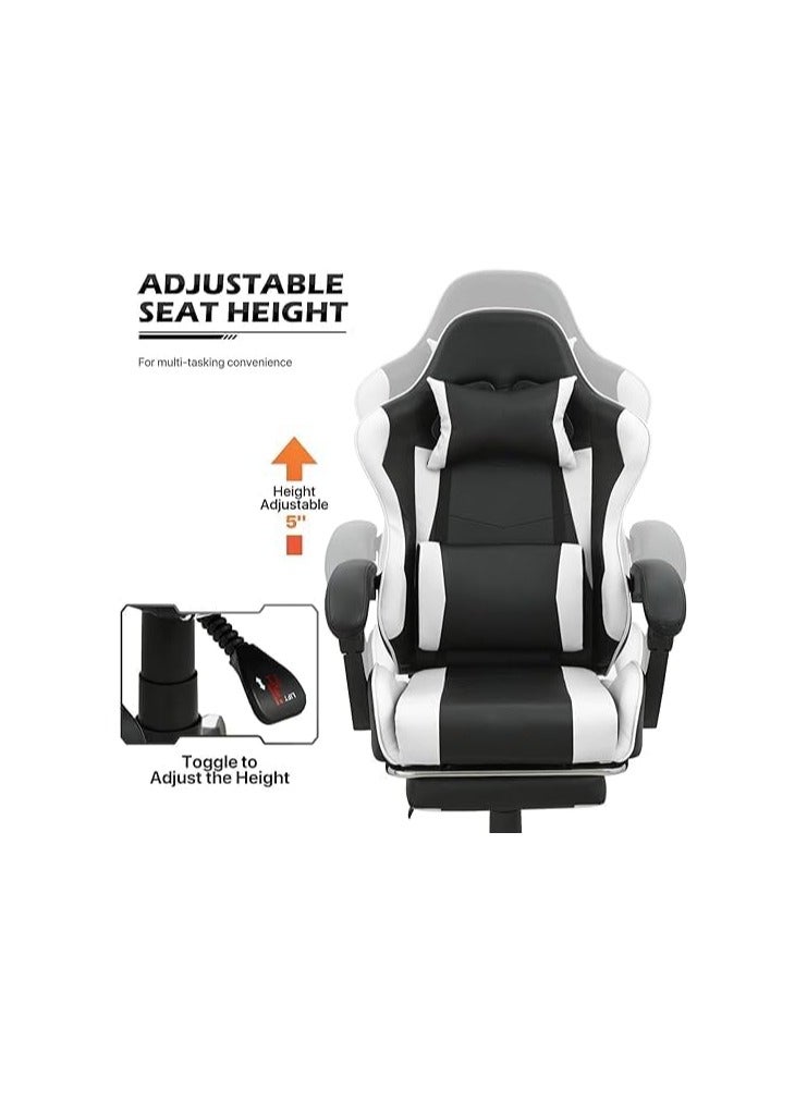 bunca bunca adjustable gaming chair with headrest, white - Image 5