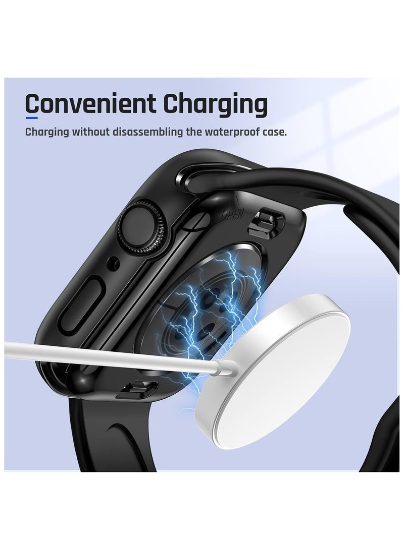 يليلاي حالة مقاومة للماء لـ Apple Watch 42 مم مع واقي شاشة زجاجي مقسى ، 360 تغطية كاملة تغطية واقية لـ Apple Iwatch Series 10 42 مم ، أسود - Image 5