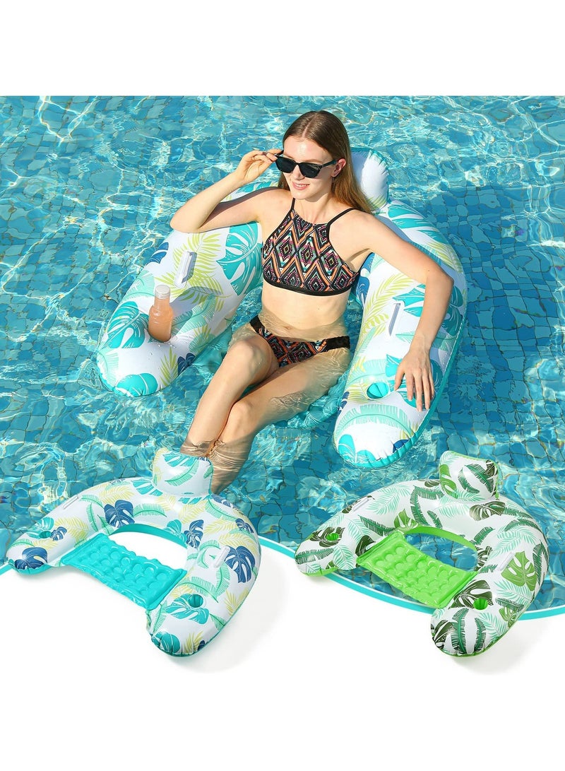CMGTYYD Inflatable Pool Float Chair Lounge for Adults Pool Floaties Chair with Cup Holder Water Floating Chair for Summer Beach Swimming Pool Toys Beach Pool Party Toys for Adults Kids 2 Pack - Image 1