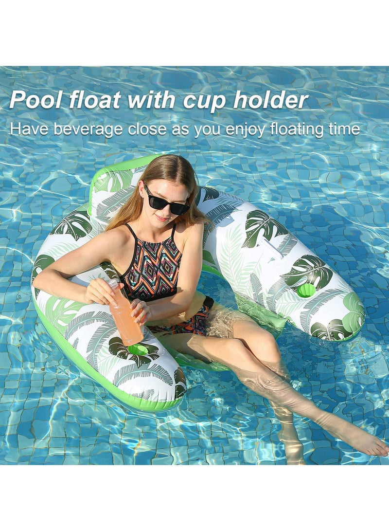 CMGTYYD Inflatable Pool Float Chair Lounge for Adults Pool Floaties Chair with Cup Holder Water Floating Chair for Summer Beach Swimming Pool Toys Beach Pool Party Toys for Adults Kids 2 Pack - Image 2