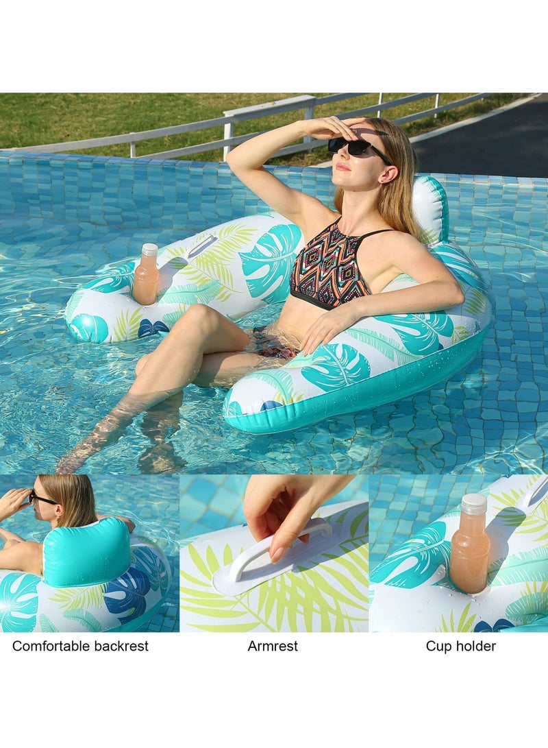 CMGTYYD Inflatable Pool Float Chair Lounge for Adults Pool Floaties Chair with Cup Holder Water Floating Chair for Summer Beach Swimming Pool Toys Beach Pool Party Toys for Adults Kids 2 Pack - Image 4