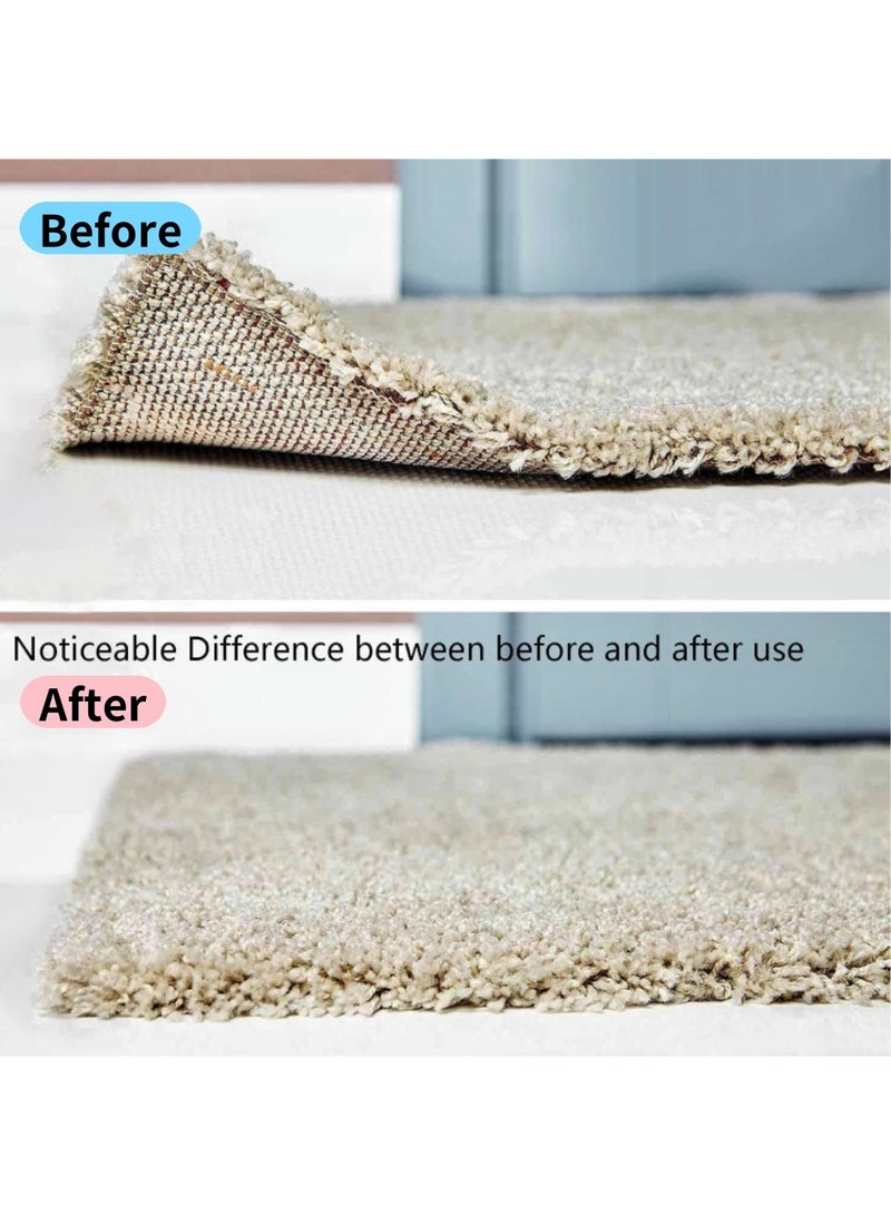 Mmmon 12Pcs Non-Slip Rug Tape, Double-Sided Carpet Grips, Rug Gripper & Carpet Tape for Secure Mats, Reusable (4" x 4") No Adhesives, Stops Carpet Sliding - Image 2