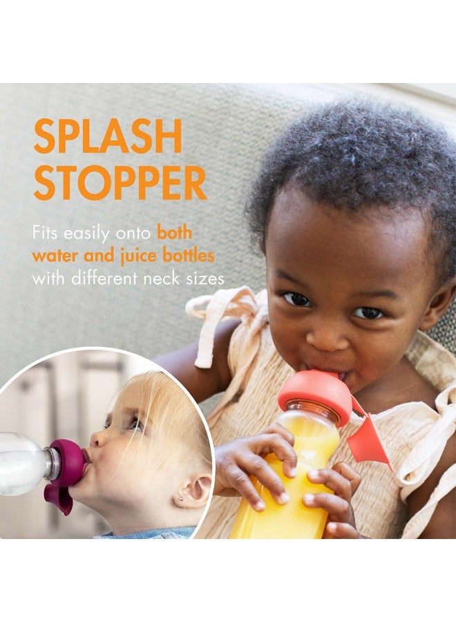 بون أغطية زجاجات سيليكون عالمية من Boon Snug Sip للمياه والعصير - أغطية تحويل ناعمة مع صمامات مقاومة للانسكاب - أغطية زجاجات سيليكون للسفر - تتضمن 4 أغطية زجاجات و4 حافظات - Image 1