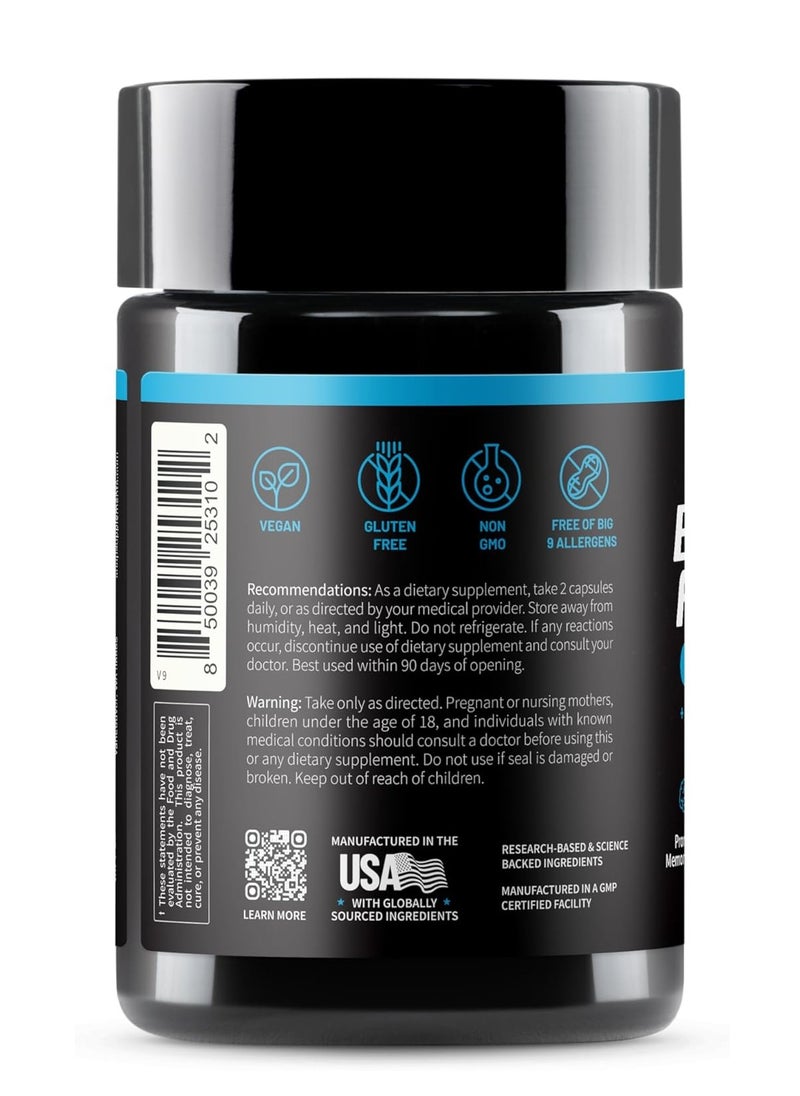 SNAP SUPPLEMENTS - غذاء الدماغ مركب لدعم الذاكرة والتركيز مع مستخلص الباكوبا وهوبرزين أ وفيتاكولين ومكمل غذائي - 60 كبسولة - Image 1