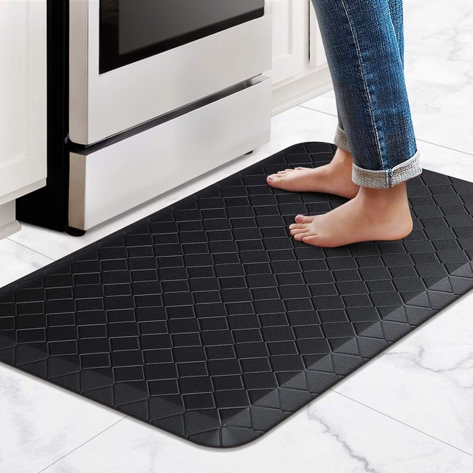 FLOOR MAT CUSHIONED ANTIFATIGUE 173X28THICK WATERPROOF NONSLIP MATS AND RUGS HEAVY DUTY ERGONOMIC COMFORT RUG FOR KITCHENFLOOROFFICESINKLAUNDRYBLACK