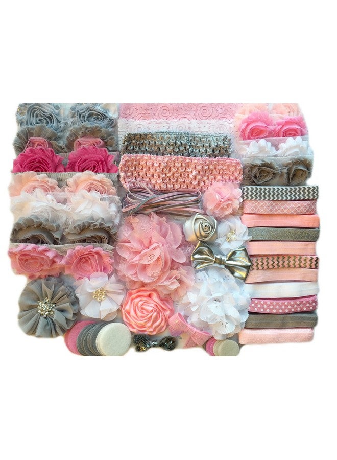 Bowtique Emilee Baby Shower Headband Kit DIY Headband Kit makes 30 Headbands - Pink and Grey