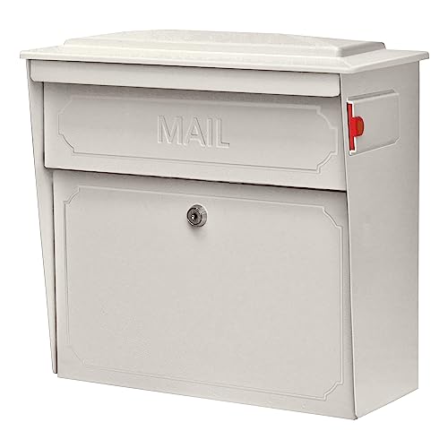 Mail Boss 7173 Townhouse Locking Security Wall Mount Mailbox, Cream White - Image 1