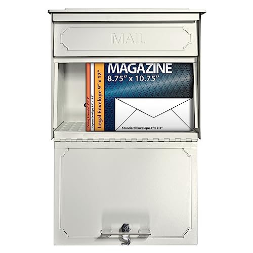 Mail Boss 7173 Townhouse Locking Security Wall Mount Mailbox, Cream White - Image 3