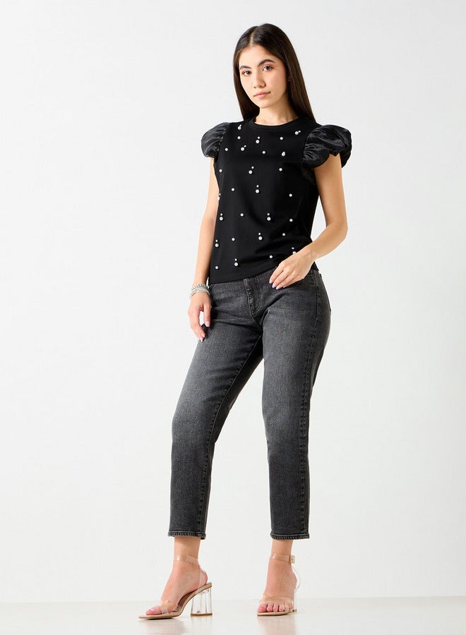 2Xtremz Embellished T-shirt with Balloon Sleeves - Image 2