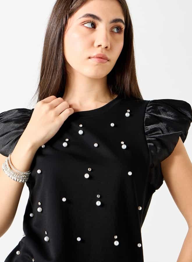 2Xtremz Embellished T-shirt with Balloon Sleeves - Image 4