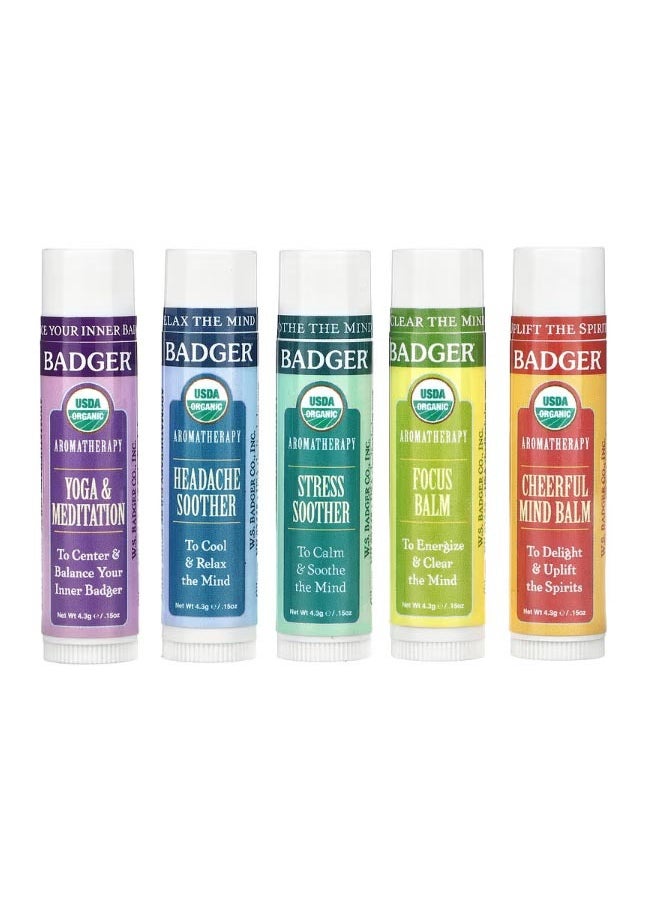Badger Company Aromatherapy Travel Kit 5 Pack 0.15 oz 4.3 g Each  - Image 1