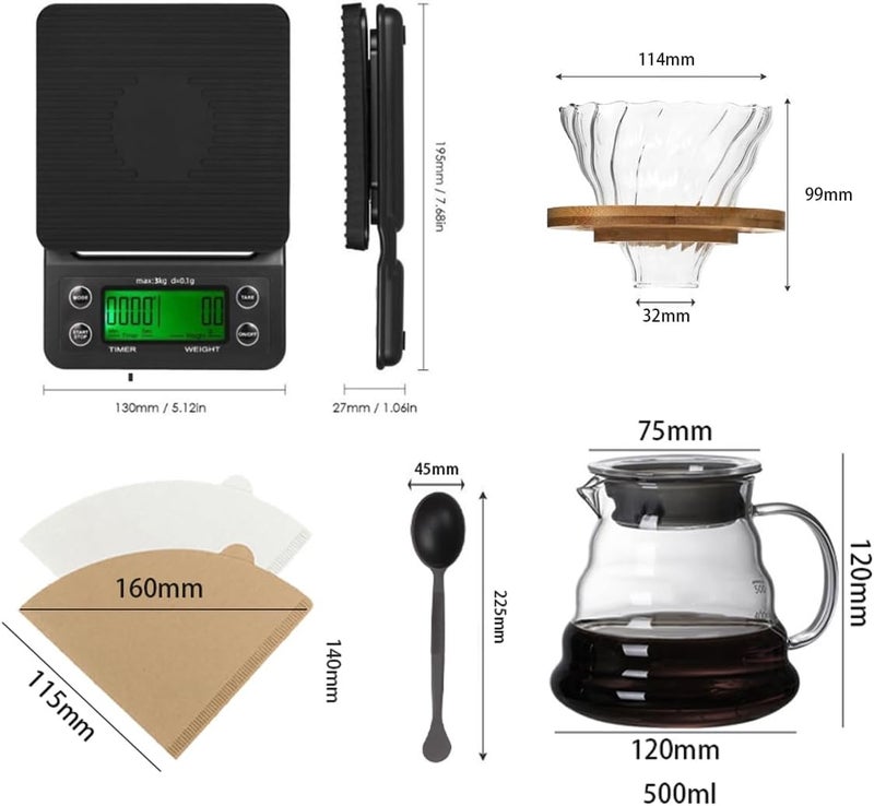 MITCMOLARD V60 Coffee Set - ادوات V60 - V60 Coffee Kit - Drip Coffee Kit, 4 Pcs Specialty Coffee V60 Set, Coffee Equipment Condenser Set, Pour Over Coffee Maker Set - Image 2