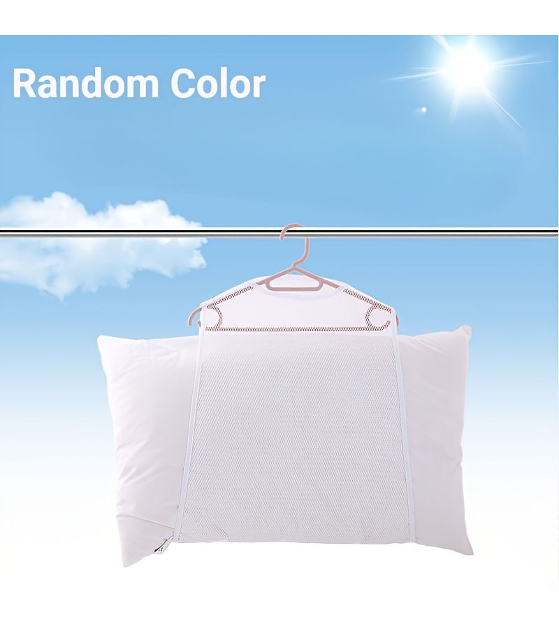 White Folding Drying Net Bag for Pillows Toys Shoes Laundry Travel - Image 1