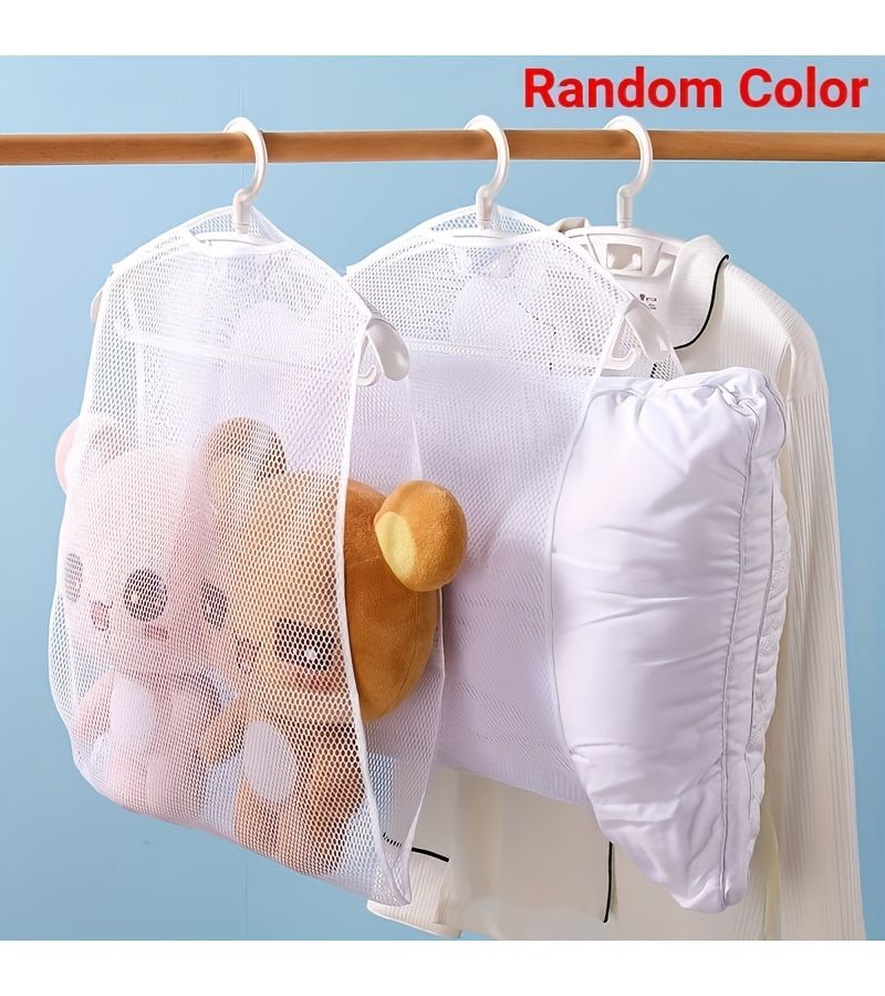 White Folding Drying Net Bag for Pillows Toys Shoes Laundry Travel - Image 2
