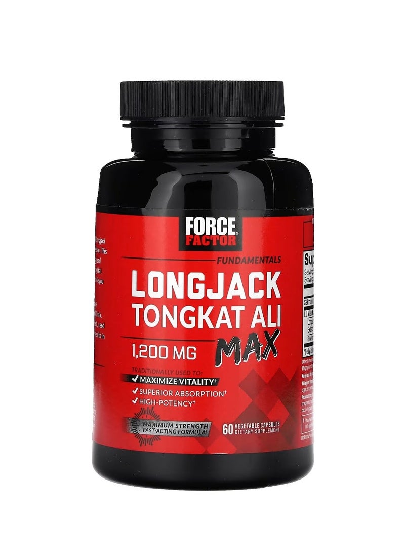 Force Factor Fundamentals LongJack Tongkat Ali Max 1200 mg 60 Vegetable Capsules (600 mg per Capsule)