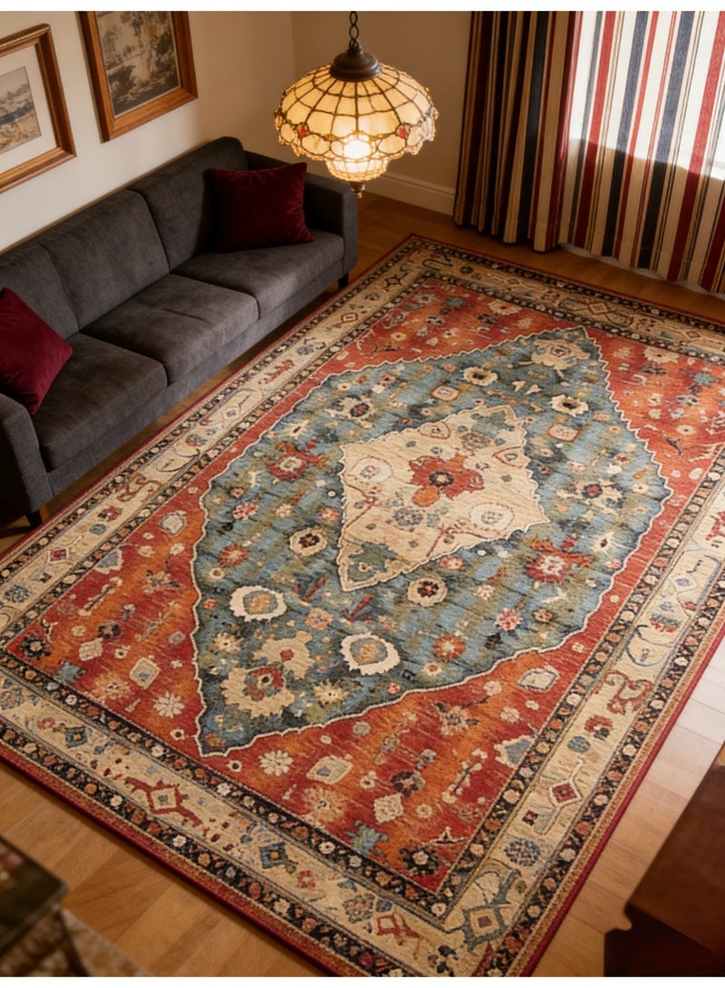 Light Luxury Middle Eastern Turkish Ethnic Retro Rug 140x200cm Living Room Sofa Coffee Table Bedroom Bedside Carpet - Image 1